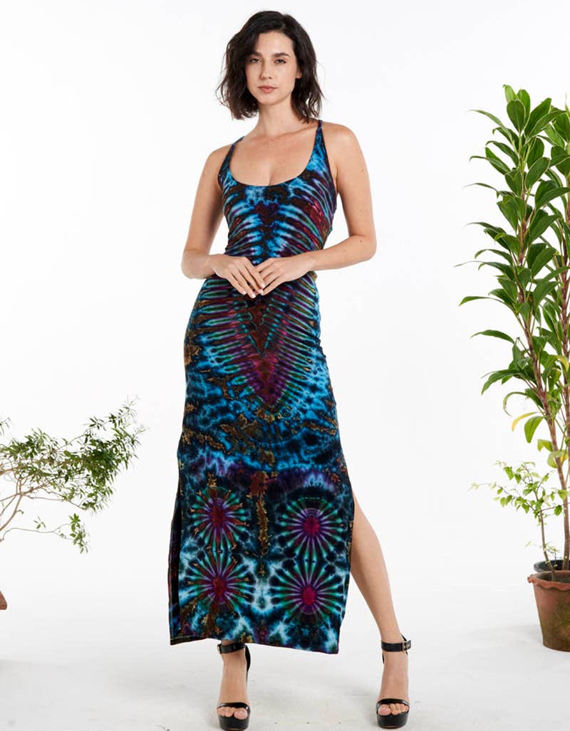 Tie Due Slinky Skinny Strap Long Tank Dress (TH-1831)