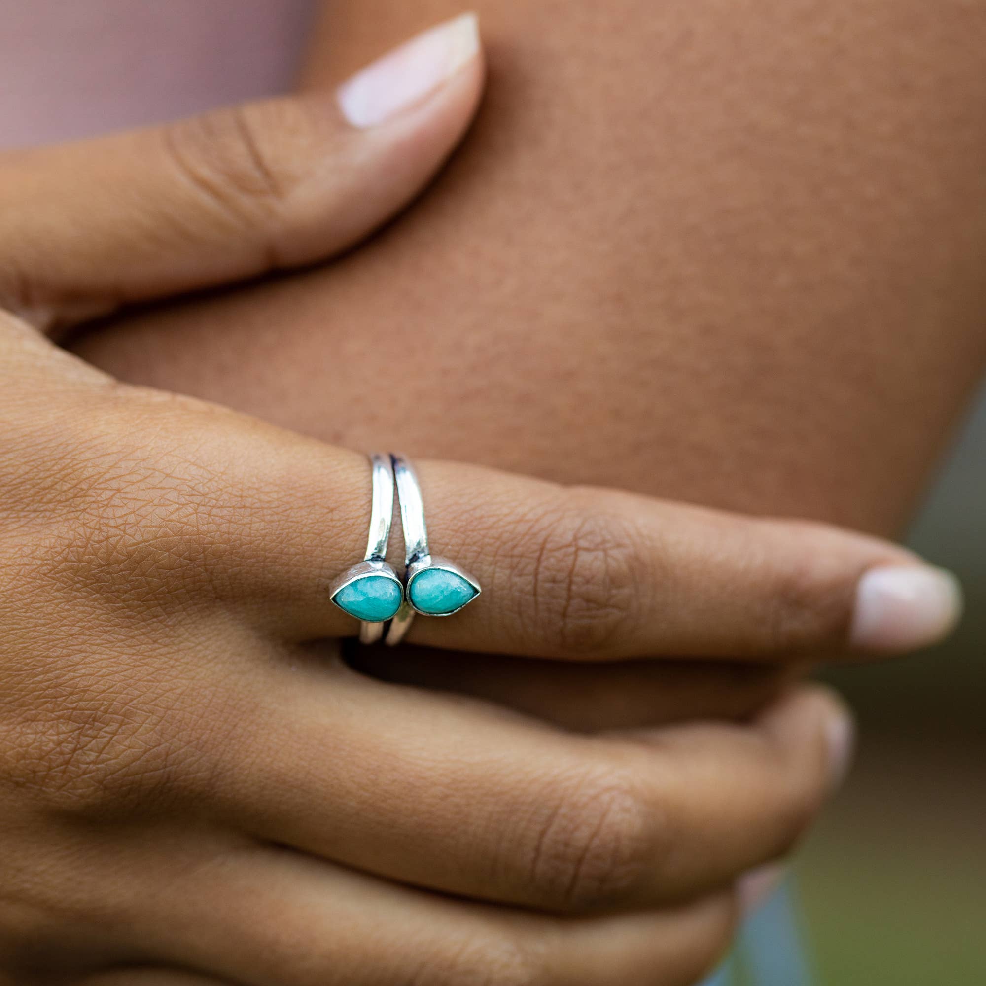 Tanvi Semi-Precious Silver-Plated Ring