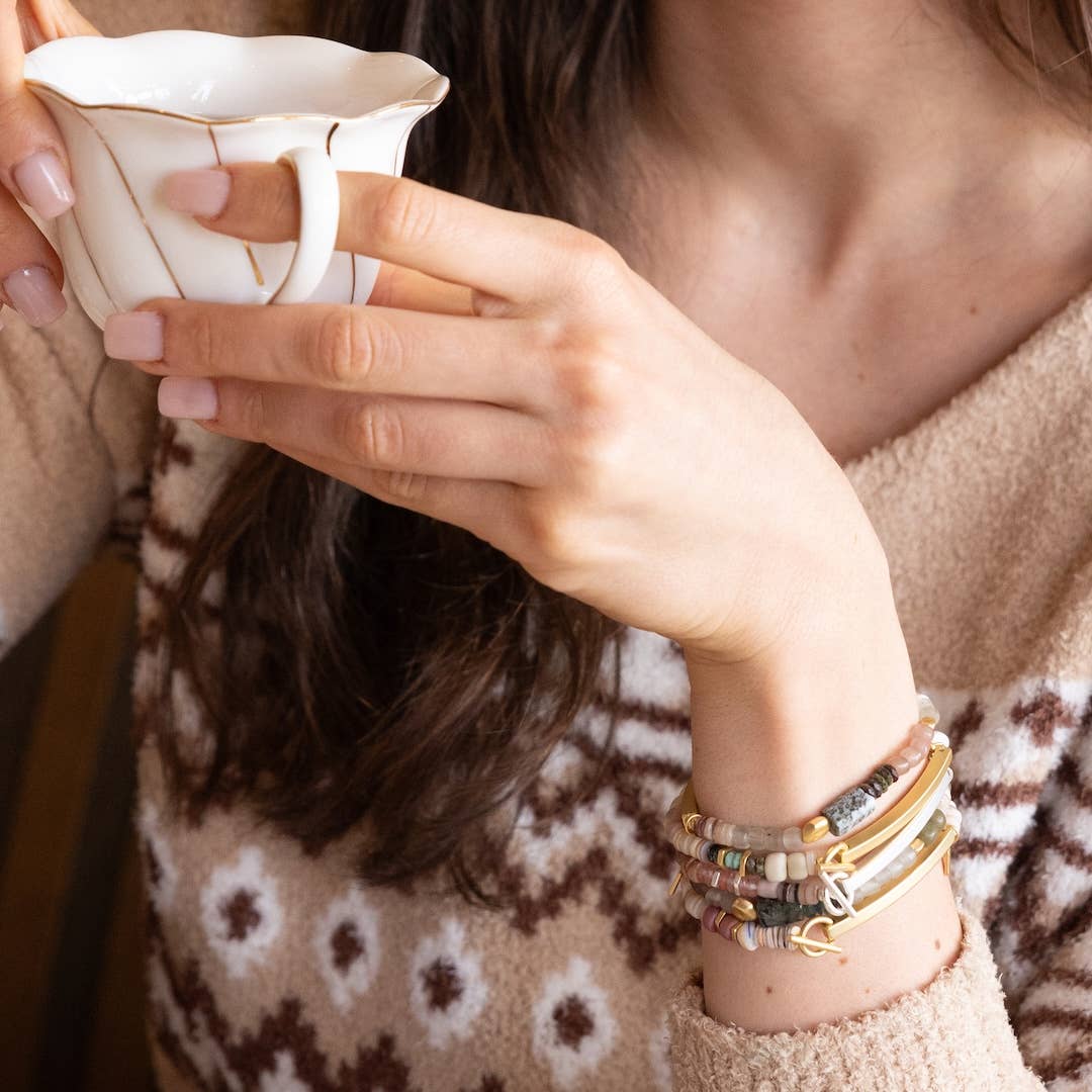 Hidden Message Bracelet: Brave/African Turquoise/Gold