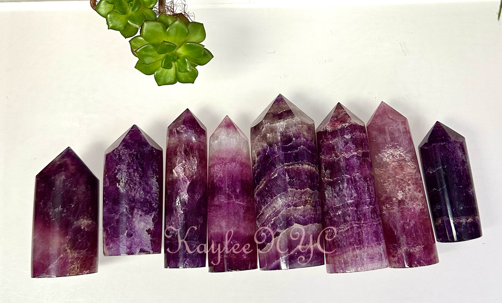 Purple Banded Fluorite Crystal Obelisk Tower