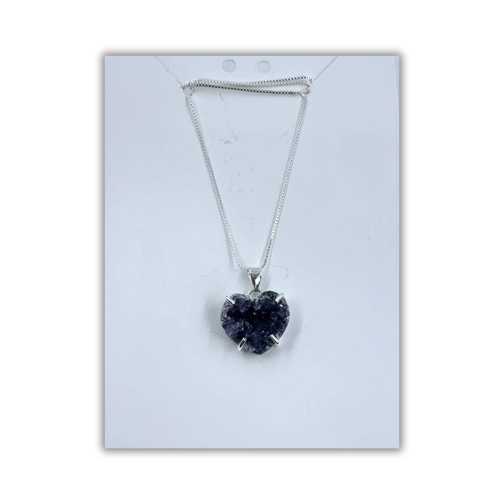 Druzy Amethyst Heart Necklace