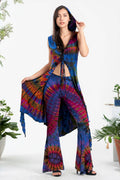 Tie-Dye Lace Up Hooded Top(TH-1744)