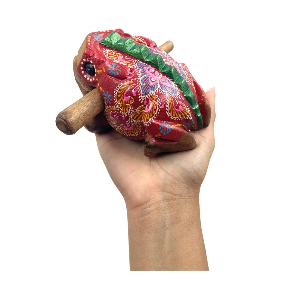 Hand Painted Wooden Frog Carving Musical Instrument