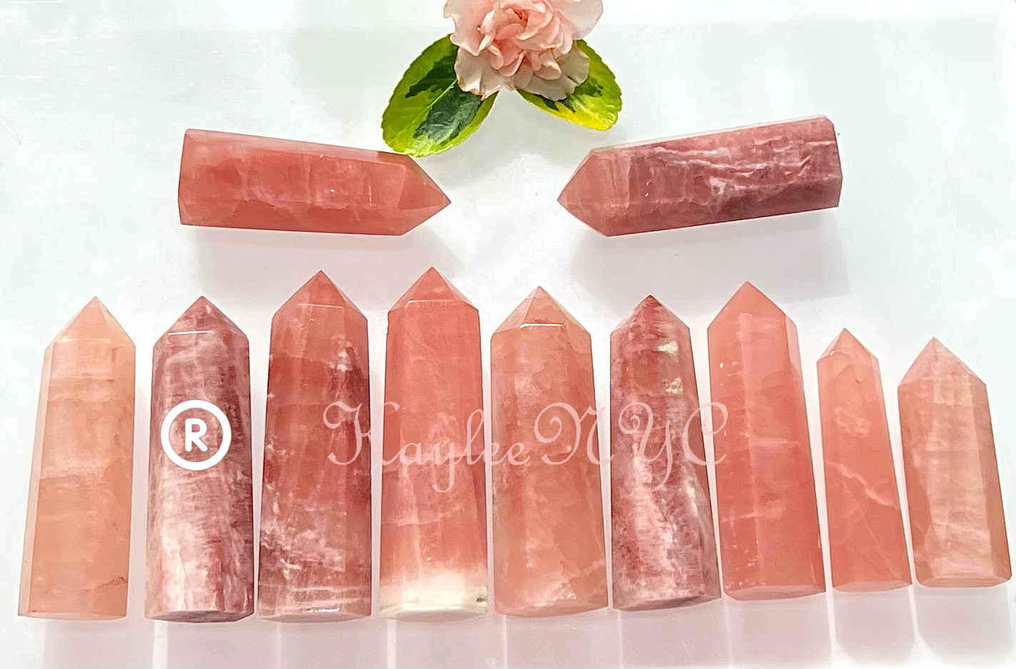 Strawberry Pink Calcite Crystal Obelisk Tower