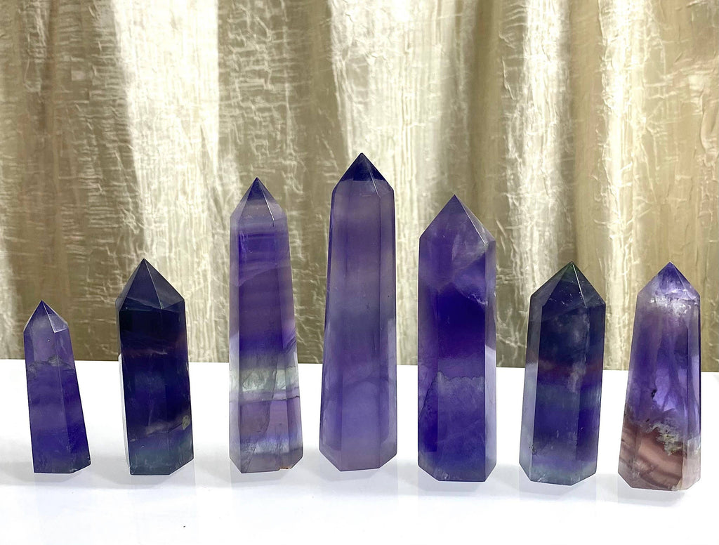 Purple Fluorite Crystal Tower Obelisk