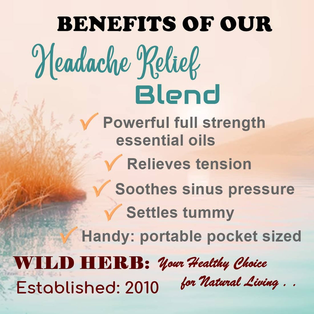 Migraine Roller Ball: Headache Relief Essential Oil Bottle Aromatherapy