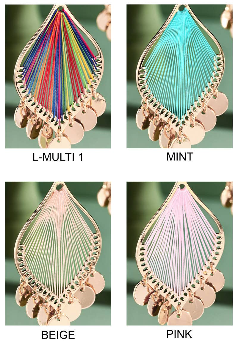 Boho Threaded Teardrop Charm Earrings