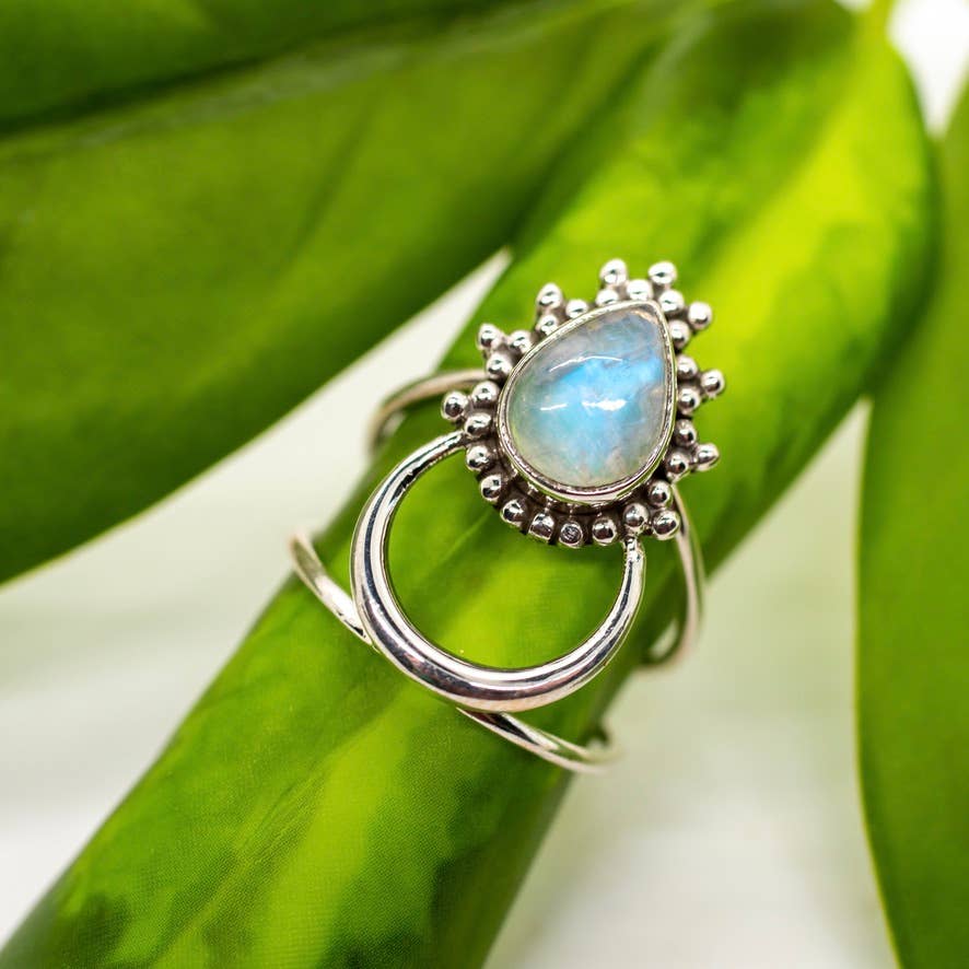 Sterling Silver Moonstone Aura Ring