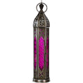 Pink Glass & Metal Tall Lantern