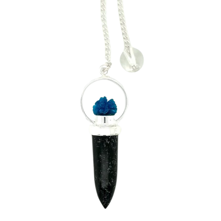 Black Tourmaline Cavansite Pendulum
