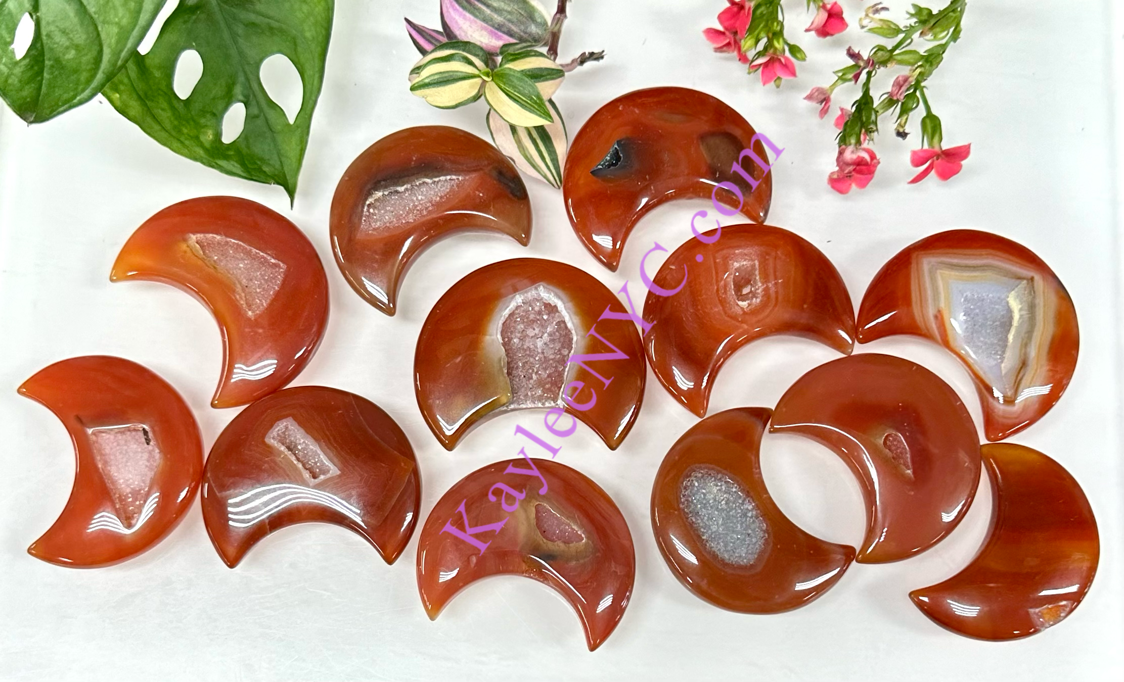 Druzy Carnelian Moon Crystal Carving Healing Energy