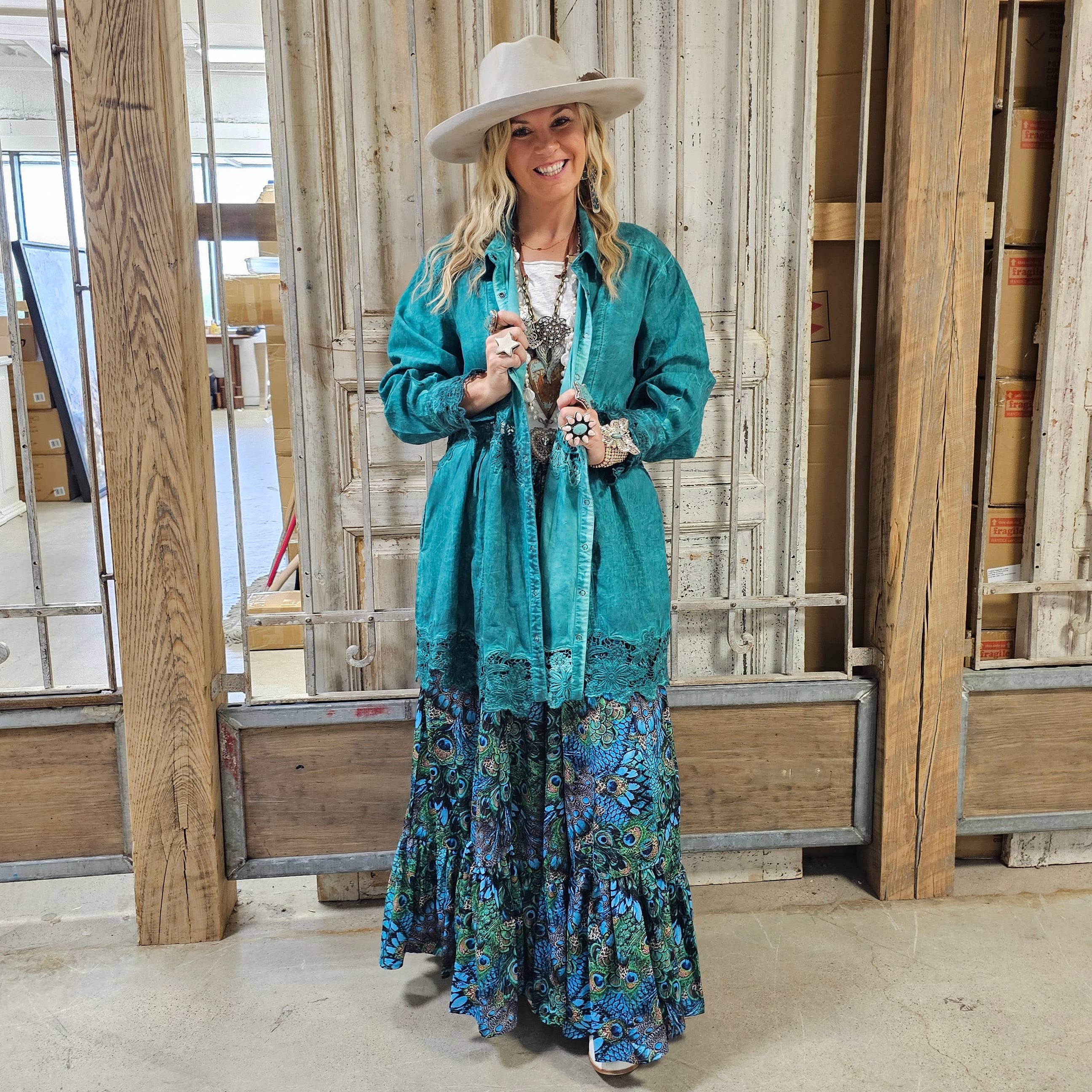 Handmade Vintage Lace Jacket- Emerald