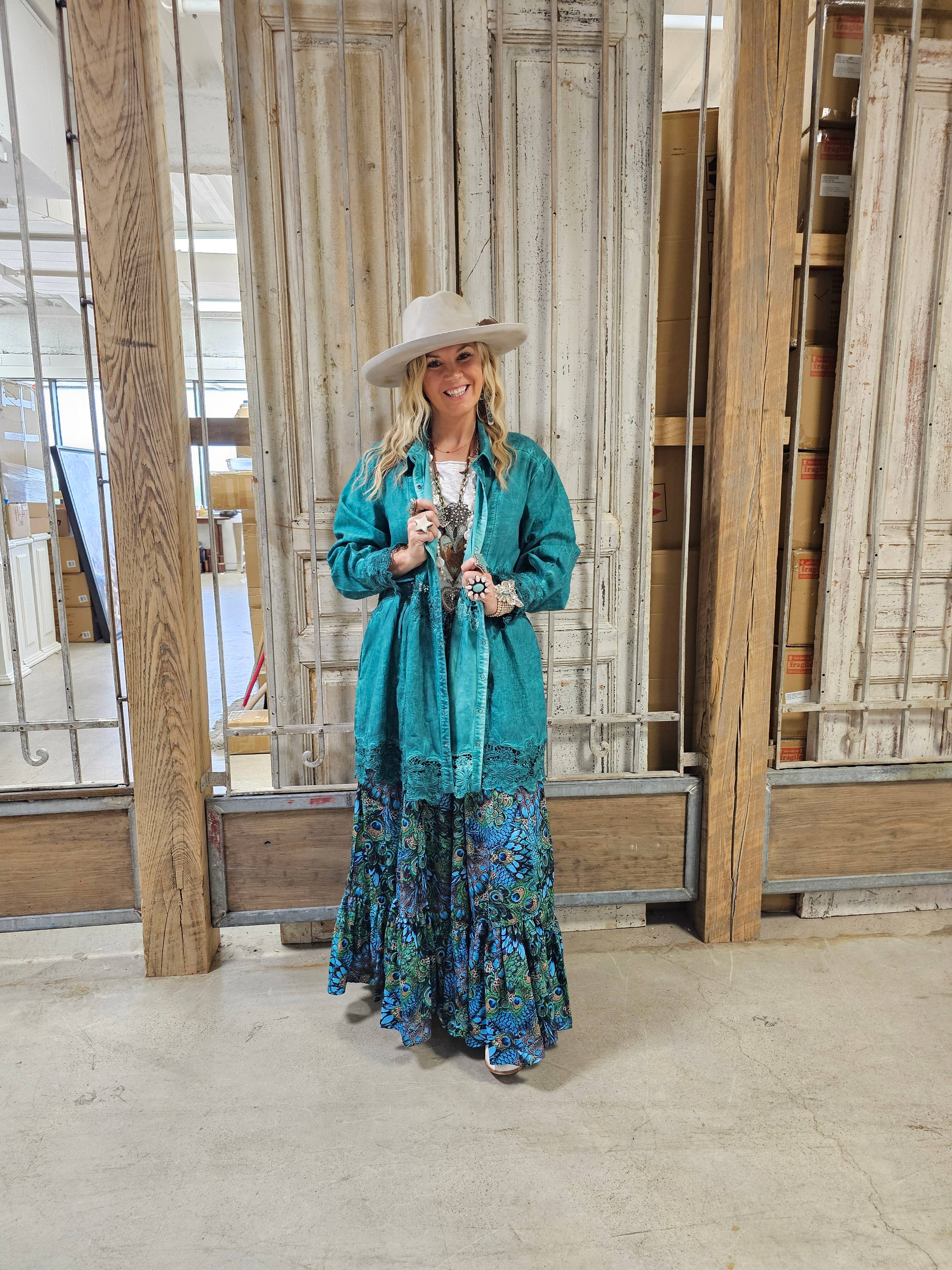 Handmade Silky Peacock Feather Pants