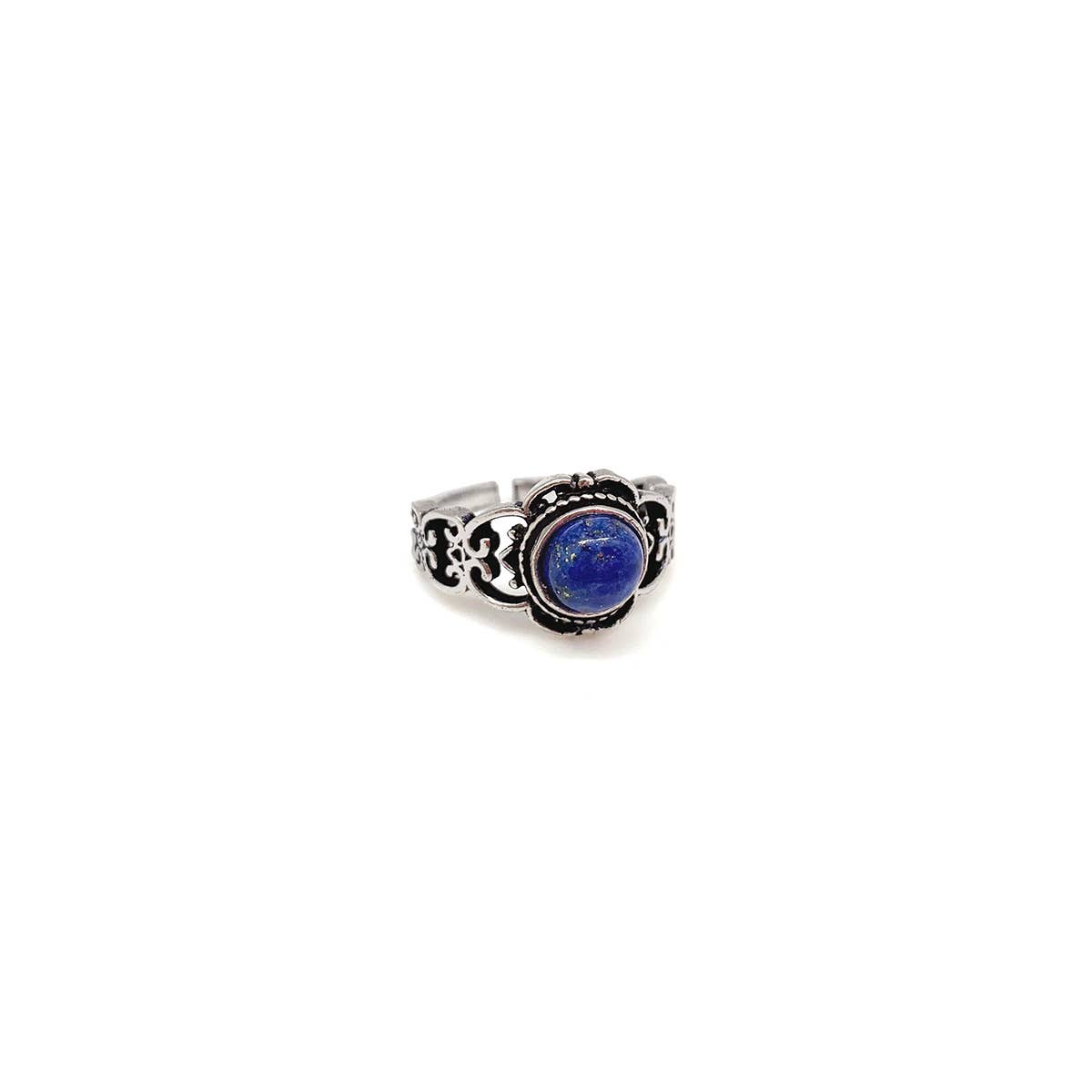 Tanvi Collection Ring - Silver-plated Clover with Lapis