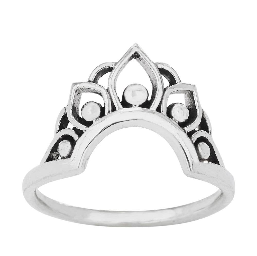 Henna Chevron Lotus Sterling Silver Ring