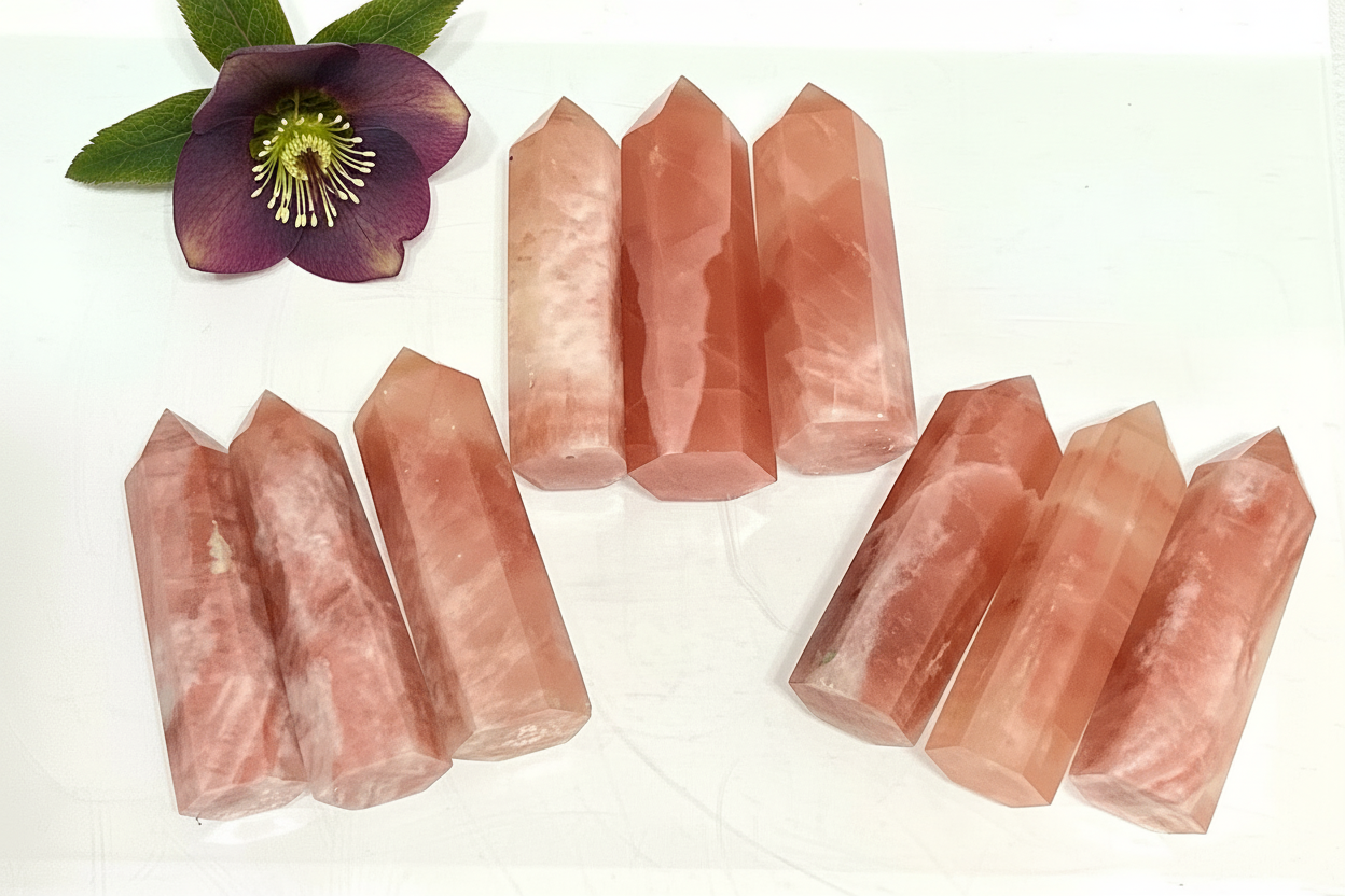 Strawberry Pink Calcite Crystal Obelisk Tower