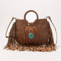 Sedona Tassle Hand Bag In Saddle Brown with Turquoise