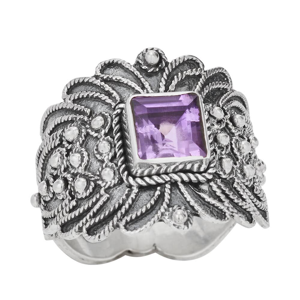“Royal Ostrich” Amethyst Sterling Silver Ring