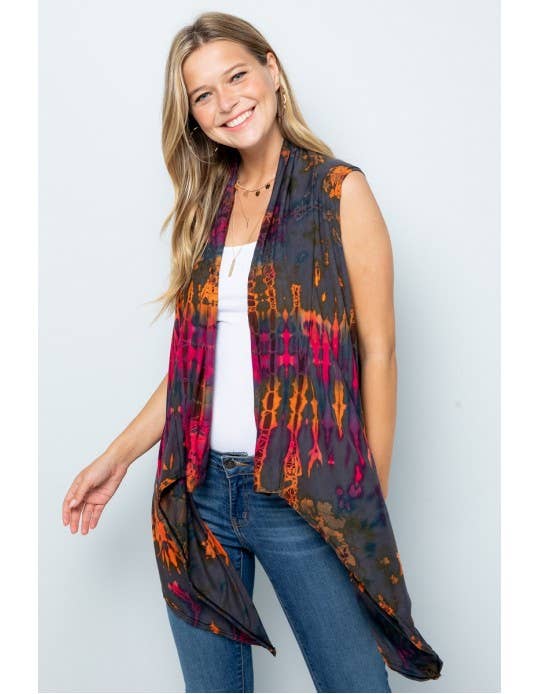 Tie-Dye Long Flowy Vest (TH-397)