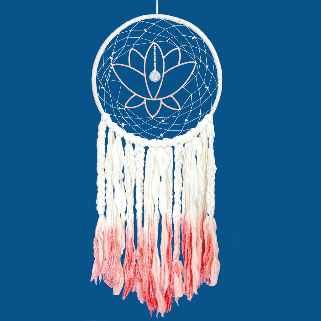 Pink Lotus Handcrafted Wool Dreamcatcher Wall Decor