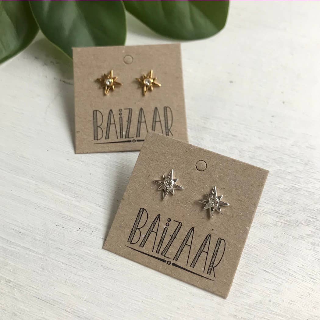 Star Sparkle Sterling Stud Earrings