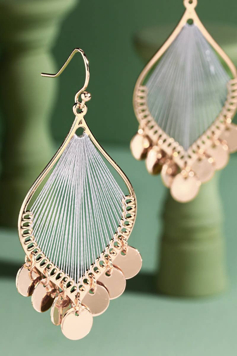 Boho Threaded Teardrop Charm Earrings