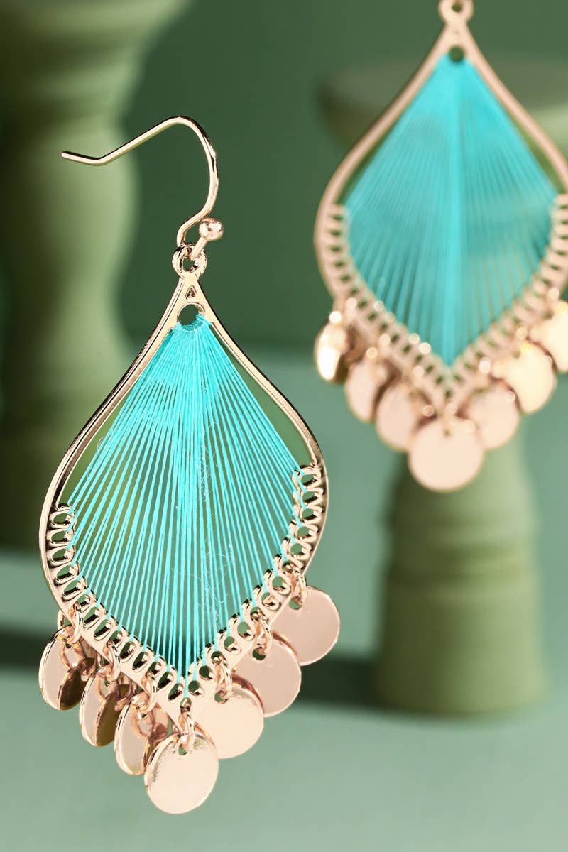 Boho Threaded Teardrop Charm Earrings