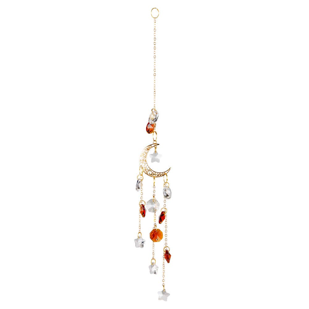Amber Crescent Moon Suncatcher Prism