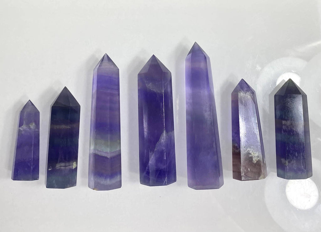 Purple Fluorite Crystal Tower Obelisk