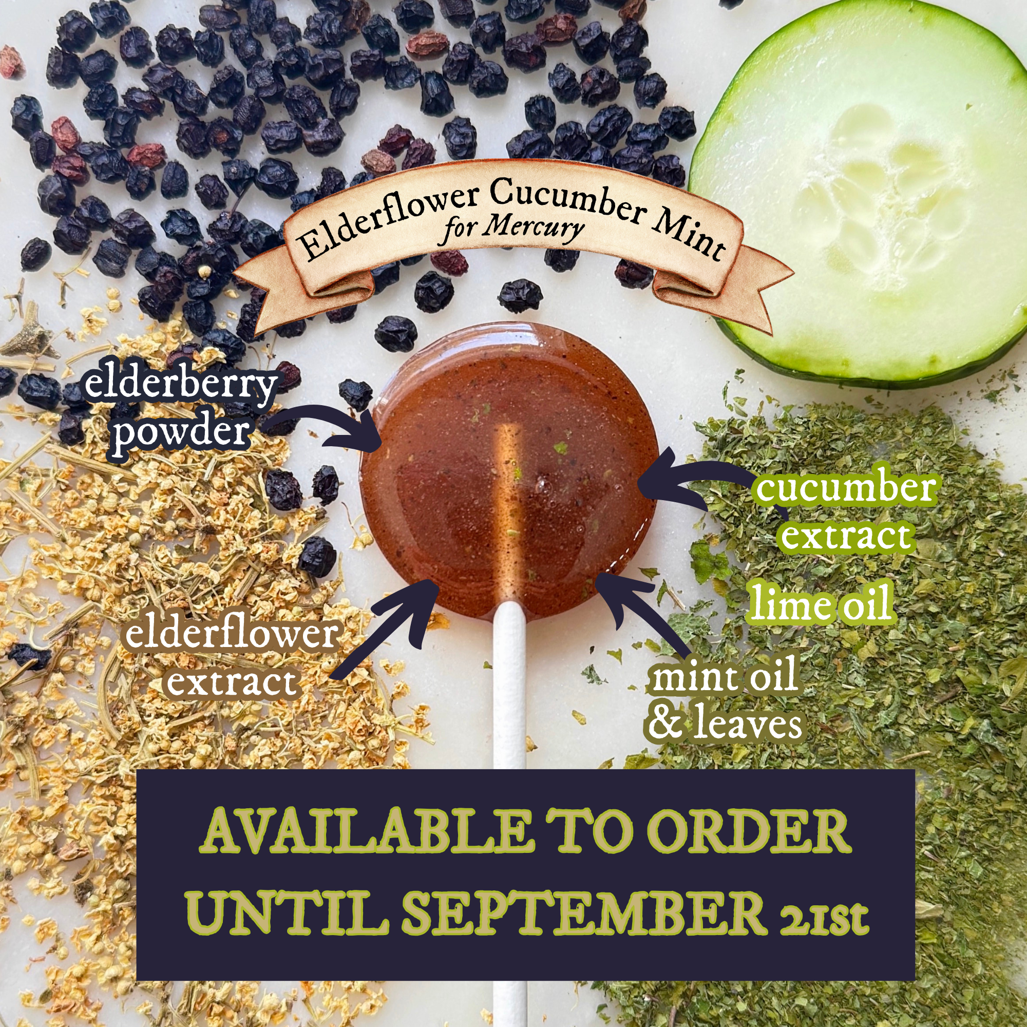 Virgo Moon Lollipops - Elderflower Cucumber Mint