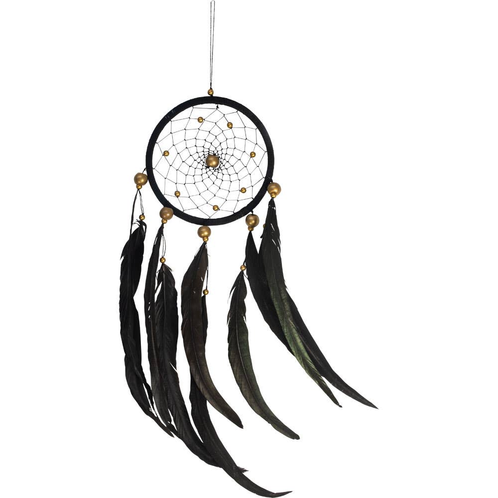 Dreamcatcher: Black w/ Gold Beads