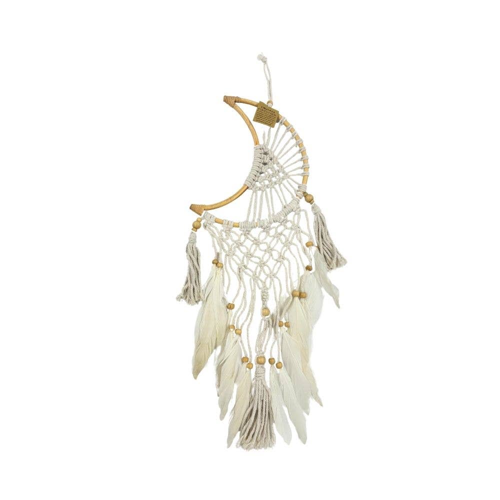 White Crochet Moon Dreamcatcher