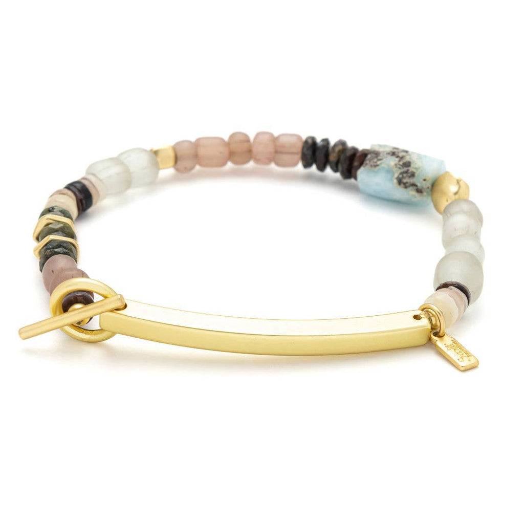 Hidden Message Bracelet: Badass/Larimar/Gold
