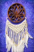 Wooden Lotus Macrame Dreamcatcher Wall Hanging