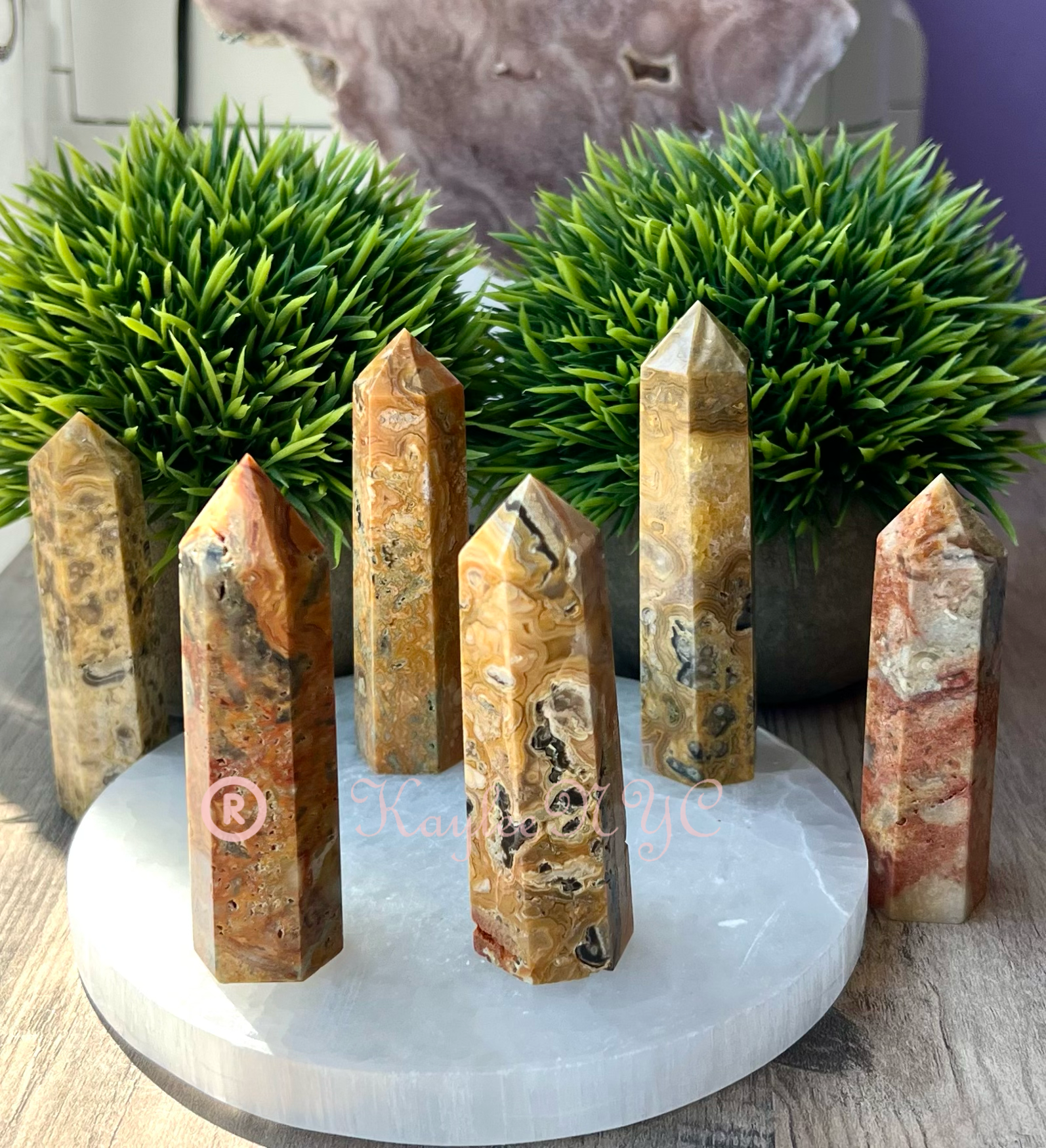 Crazy Lace Agate Obelisk Tower