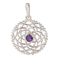 Amethyst Crown Chakra Sterling Silver Mandala Pendant