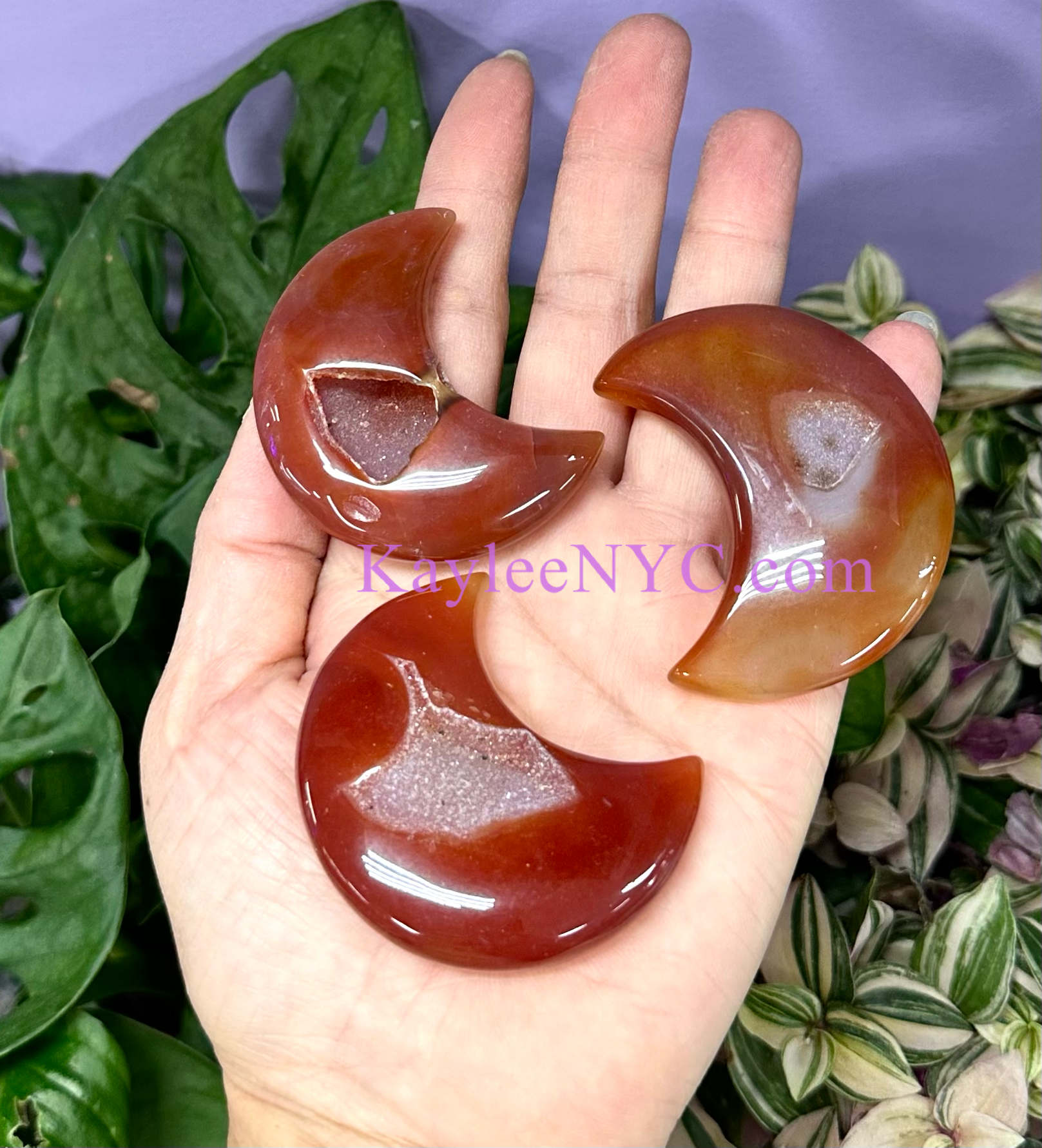 Druzy Carnelian Moon Crystal Carving Healing Energy