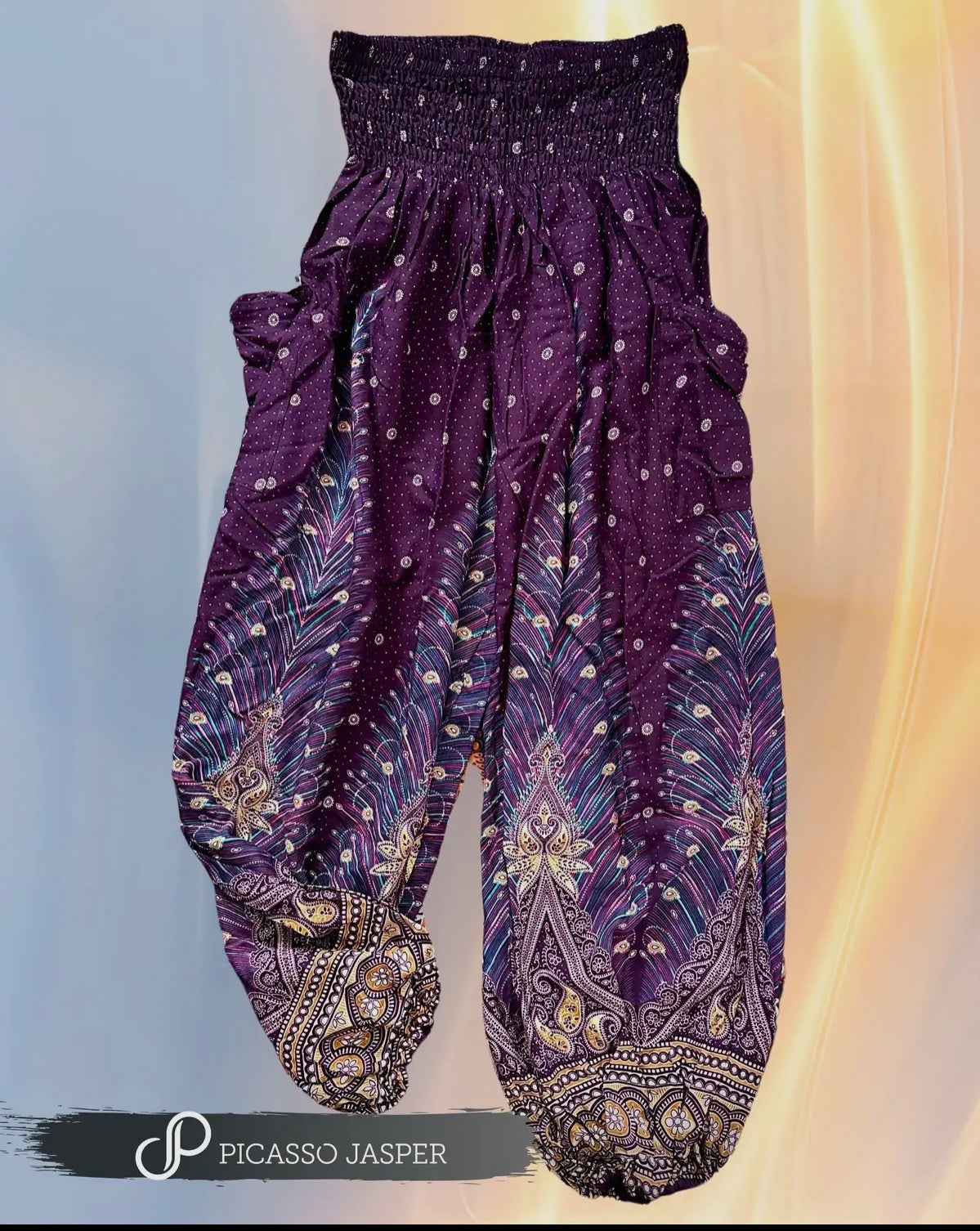 Purple Magic Feather Harem Pants