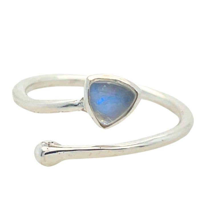 Triangle Moonstone Adjustable Wrap Ring
