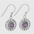 Amethyst Sun Petals Sterling Silver Drop Earrings