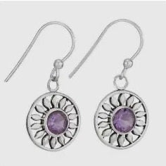 Amethyst Sun Petals Sterling Silver Drop Earrings