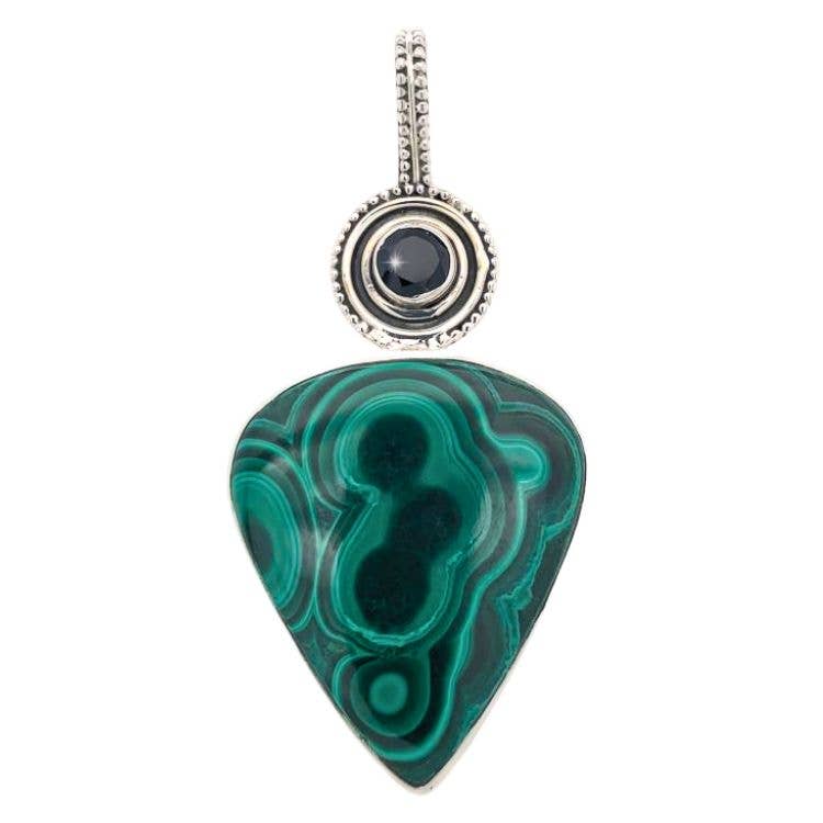 Malachite Radhas Sacred Lake Teardrop Sterling Pendant