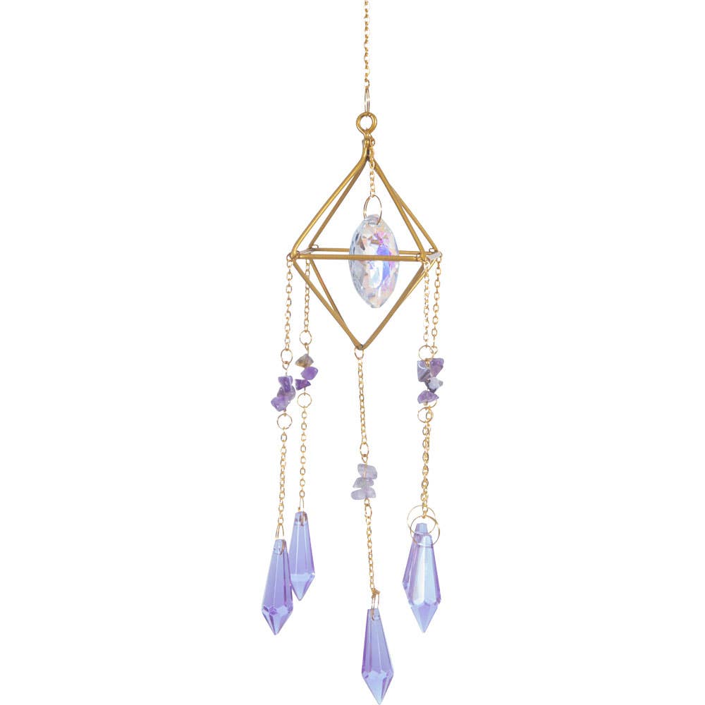 Hanging Crystal Prism Suncatcher with Amethyst