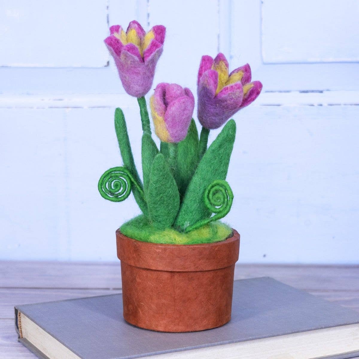 Wool Felted Tulip Trio Potted Plant