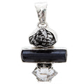 “High Vibe” Black Tourmaline, Herkimer Diamond, & Tektite Pendant
