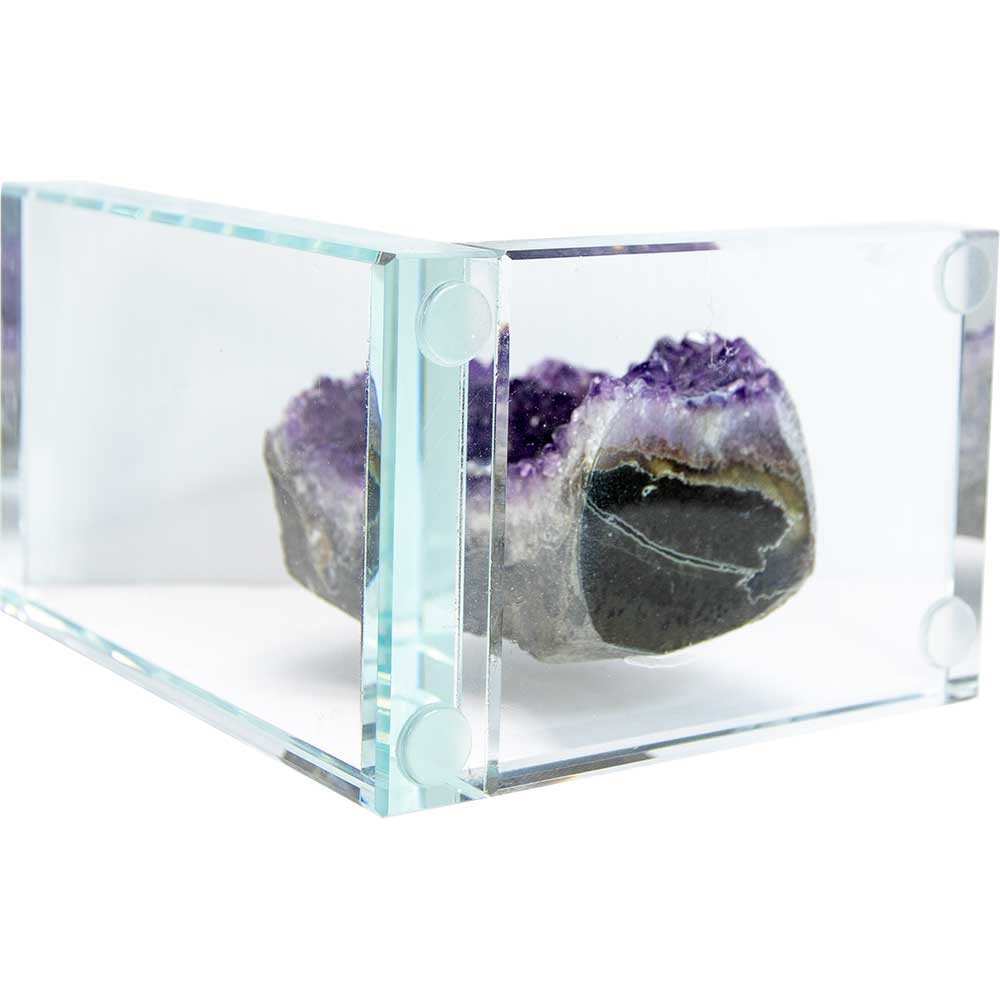 Glass L Shaped Bookends - Amethyst Rough (Set of 2)