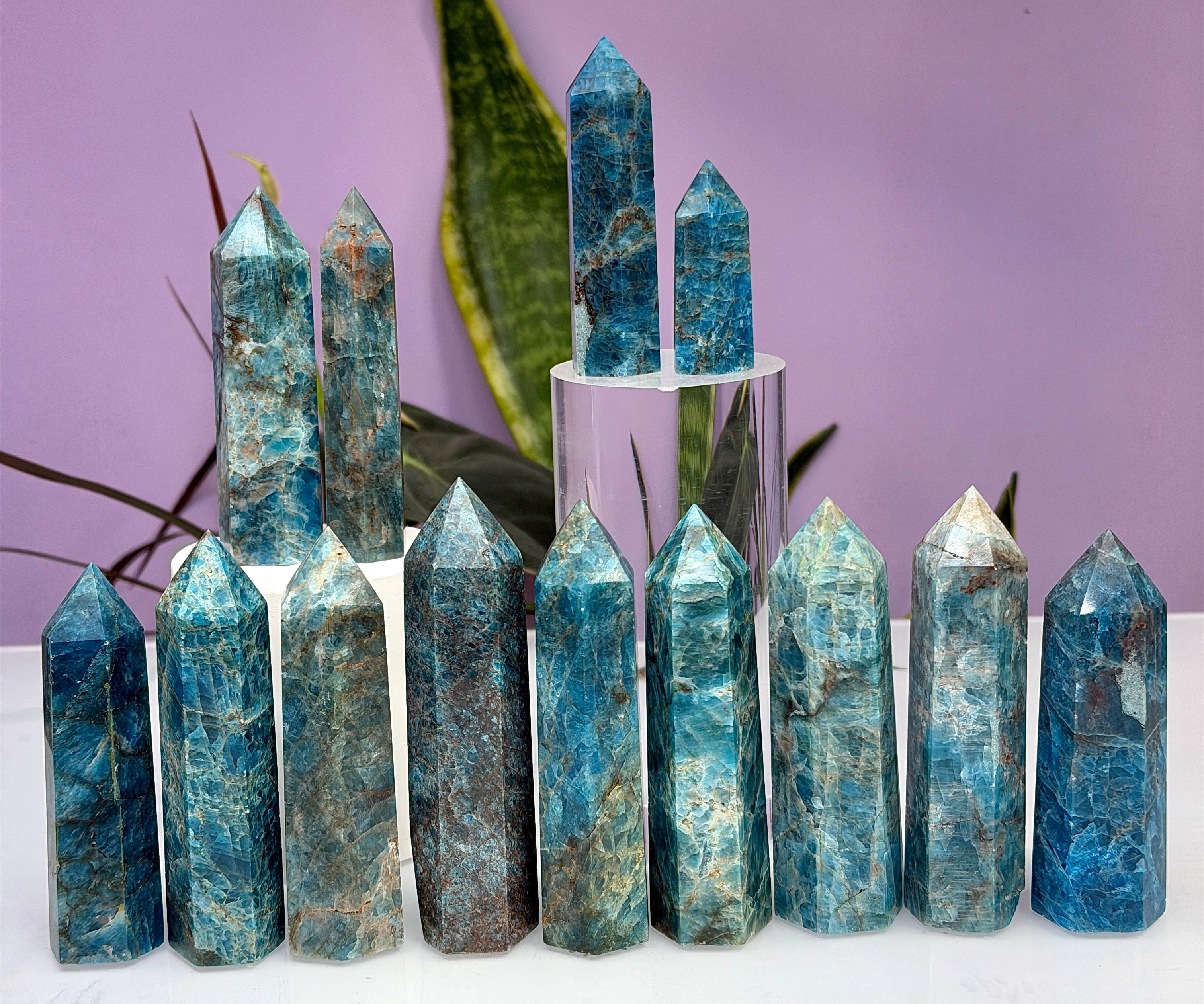 Blue Apatite Tower Obelisk Point Crystal Energy