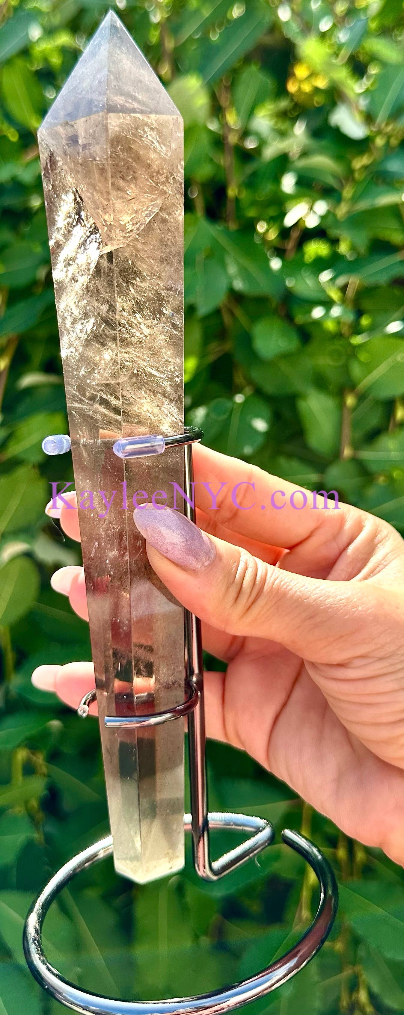 Natural Smoky Quartz Scepter on Stand