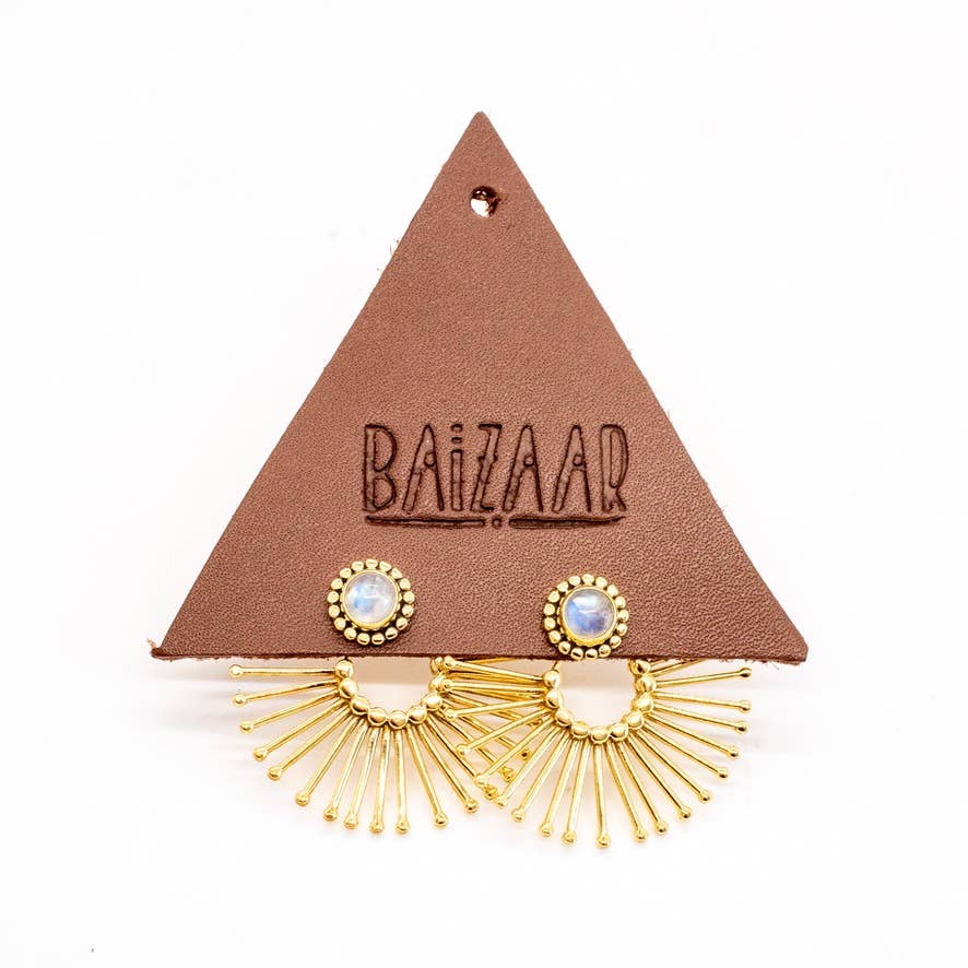 Brass Sunburst Turquoise Ear Jacket