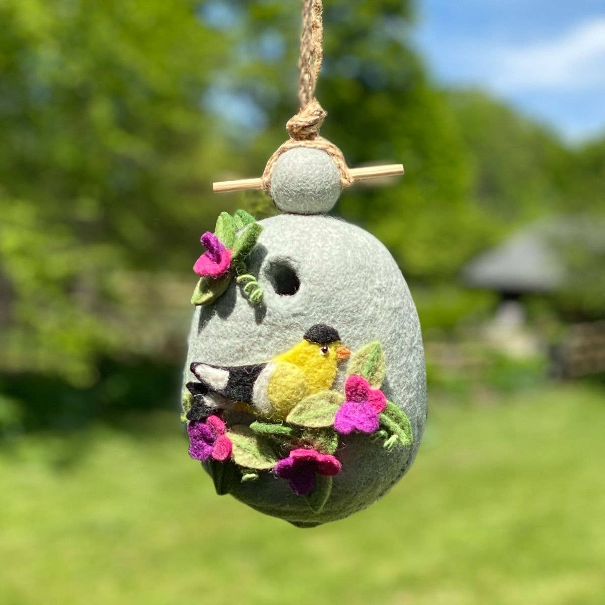 Wool Felt Sweetpea Goldfinch Birdhouse